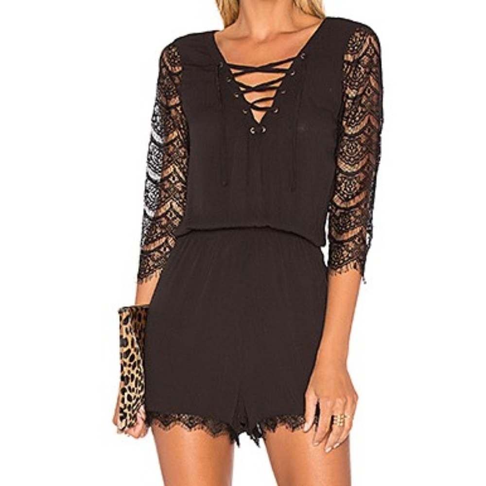 Jack By BB Dakota Romper Mendel Lace Black L - Picture 1 of 2